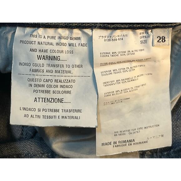 Prada Jeans Size 28 Low Size Dark Wash Straight Leg Preppy Minimalist - Picture 8 of 9